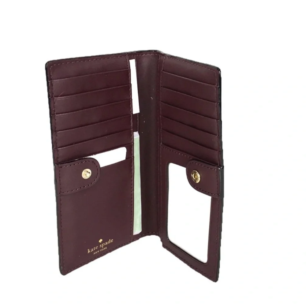 Kate Spade Bay Street Stacy Leather Wallet NEW Black Cherry Burgundy - Picture 1 of 6